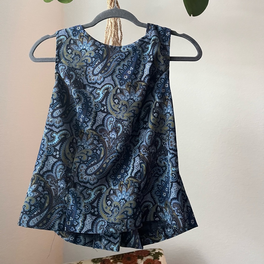 Paisley Sleeveless Top - Blue and Brown